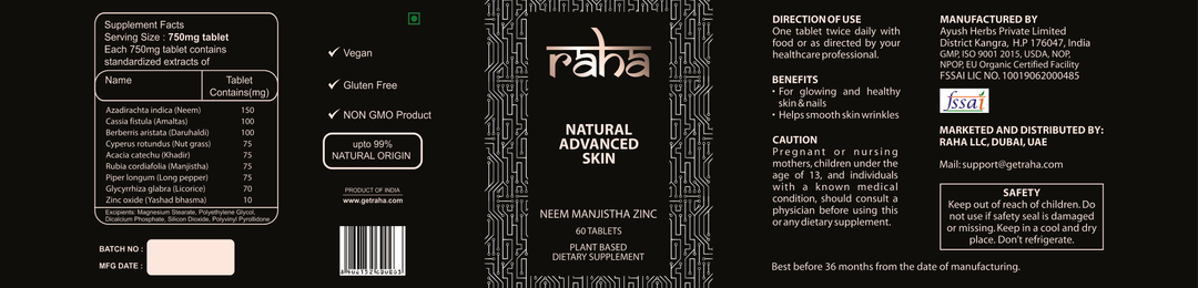 Raha Advanced Skin Formulation 60 Tablets