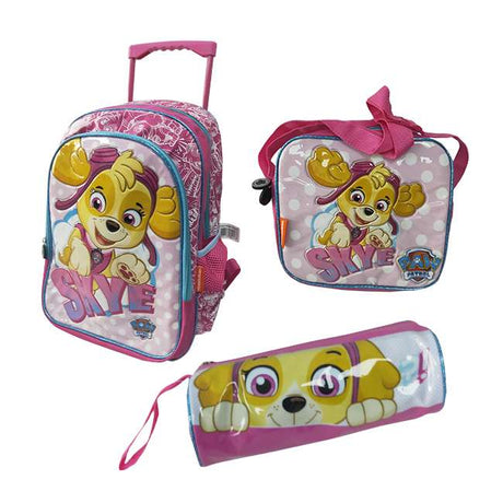 Paw Patrol Girl's School Set - Backpack or Troelly Bag, Insulated Lunch Bag & Pencil Pouch