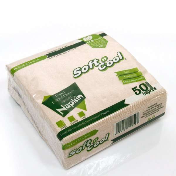 Soft N Cool Brown Paper Dinner Napkin 33 x 33 Cm - 50Pcs