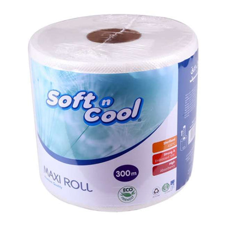Soft N Cool Embossed Perforated Paper Maxi Roll 1Ply 300M - 1Roll