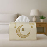 BYFT Elegant Oriental Celestial - Decorative Tissue Box, Crescent Moon Lantern Golden (Only Cover) Set of 01 Pcs