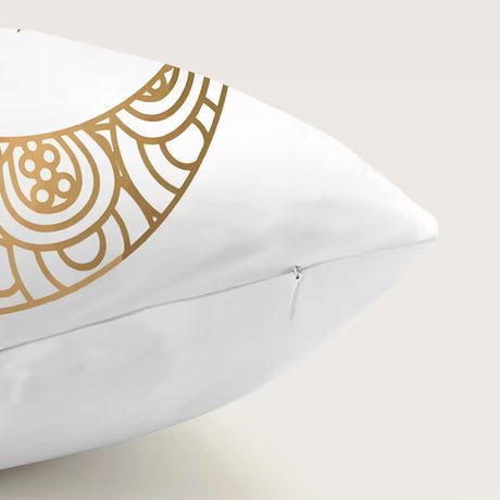 BYFT Ramadan White Golden Star Moon Lantern and Text Pattern Pillowcase, Single-Sided Printed Light Beige  45 x 45cm Set of 02 Pcs