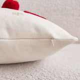 BYFT "HOHOHO" Christmas Pillowcase 50 x 30 cm, Decorative Pillow Cover with 3 Hand-Sewn Pom-Poms, Christmas Warm Home Sofa Decor Throw Pillow Cover, Ideal Holiday Gift, Insert Not Included