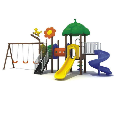 BYFT Two Slide And 3 Kids Swings Playground