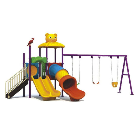 BYFT Three Slide And 3 Kids & Adult Swings Playground