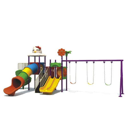 BYFT Four Slide And 3 Kids Swings Playground