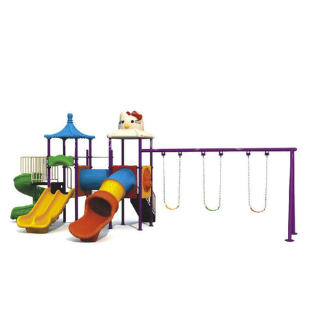 BYFT Four Slide And 3 Kids Swings Playground