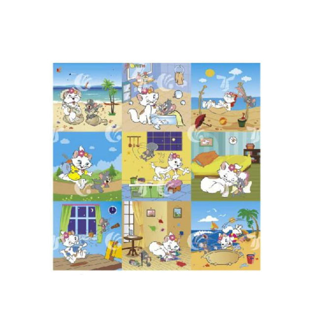 BYFT Cat Cartoon Play Mat Foam For Kids