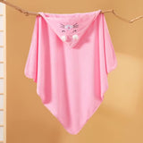 BYFT Spring Microfiber Baby Bath Towel with Hood Pink 80 x 80 Cm , Suitable for Infants Aged 0-2 Years, Set of 01