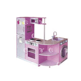 BYFT Pink Kitchen Set With Fridge & Washing Machine