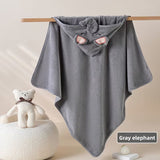 BYFT Spring Microfiber Baby Bath Towel with Hood Grey 80 x 80 Cm , Suitable for Infants Aged 0-2 Years, Set of 01