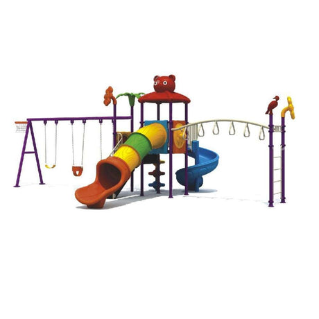 BYFT Two Slide And 3 Kids & Adult Swings & Monkey Bar Playground