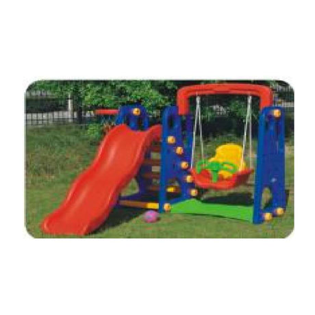 BYFT Indoor Outdoor Slide & Swings For Kids Blue Red