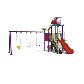 BYFT Two Slide And 3 Kids & Adult Swings Playground