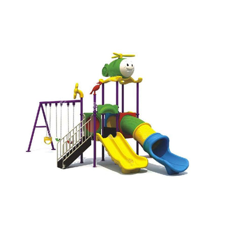 BYFT Three Slide And 3 Kids & Adult Swings Playground