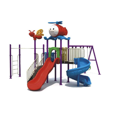BYFT Two Slide And 3 Kids & Adult Swings & Monkey Bar Playground