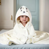 BYFT Spring Microfiber Baby Bath Towel with Hood White 80 x 80 Cm , Suitable for Infants Aged 0-2 Years, Set of 01