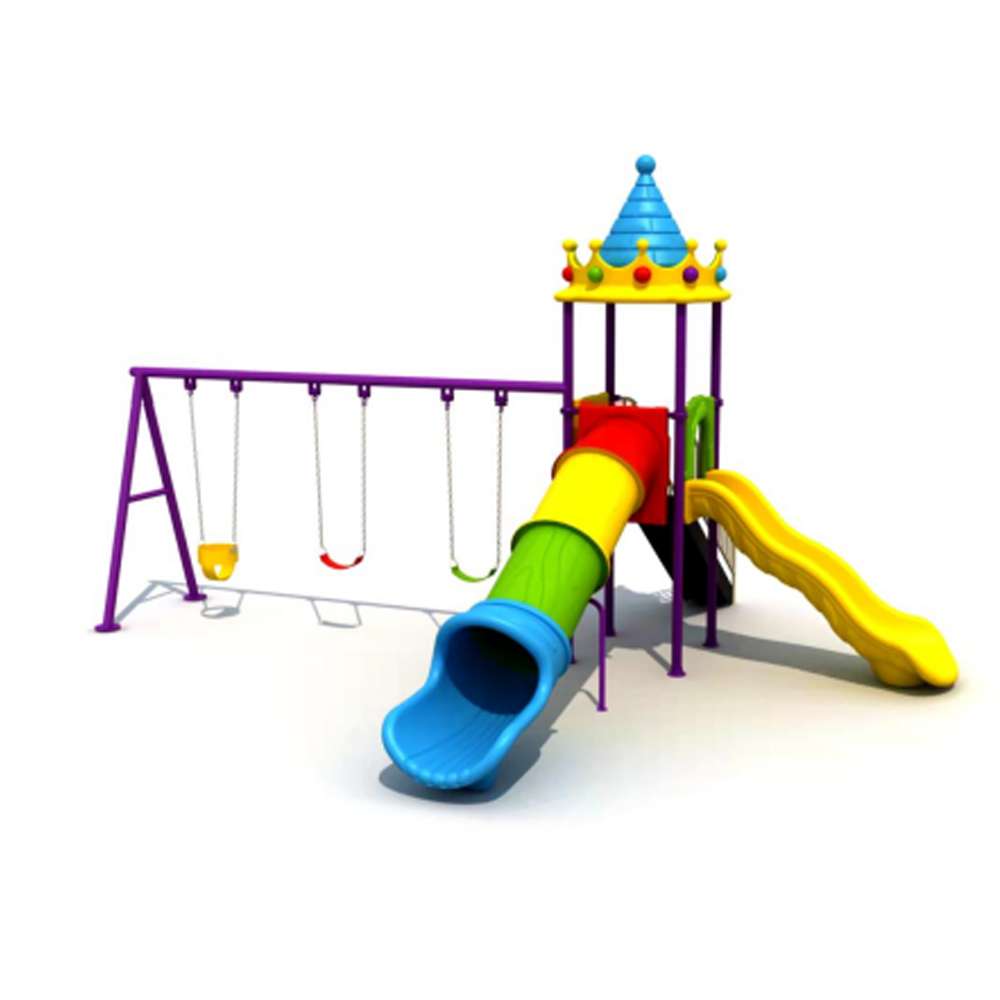 BYFT Two Slide And 3 Kids & Adult Swings Playground