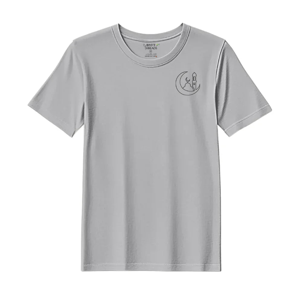 BYFT Threads Embroidered For You T-Shirt - Moonlit Mosque Outline Designed
