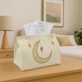 BYFT Elegant Oriental Celestial - Decorative Tissue Box, Crescent Moon Lantern Golden (Only Cover) Set of 01 Pcs
