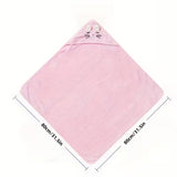 BYFT Spring Microfiber Baby Bath Towel with Hood White 80 x 80 Cm , Suitable for Infants Aged 0-2 Years, Set of 01