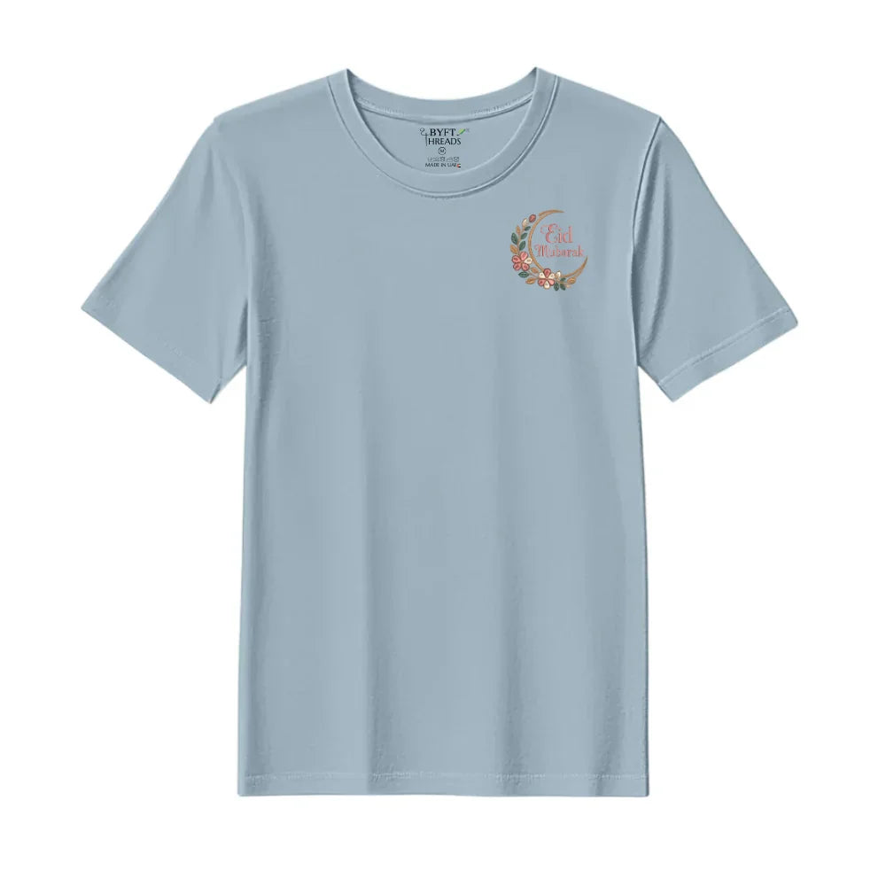 BYFT Threads Embroidered For You T-Shirt - Floral Eid Mubarak Designed