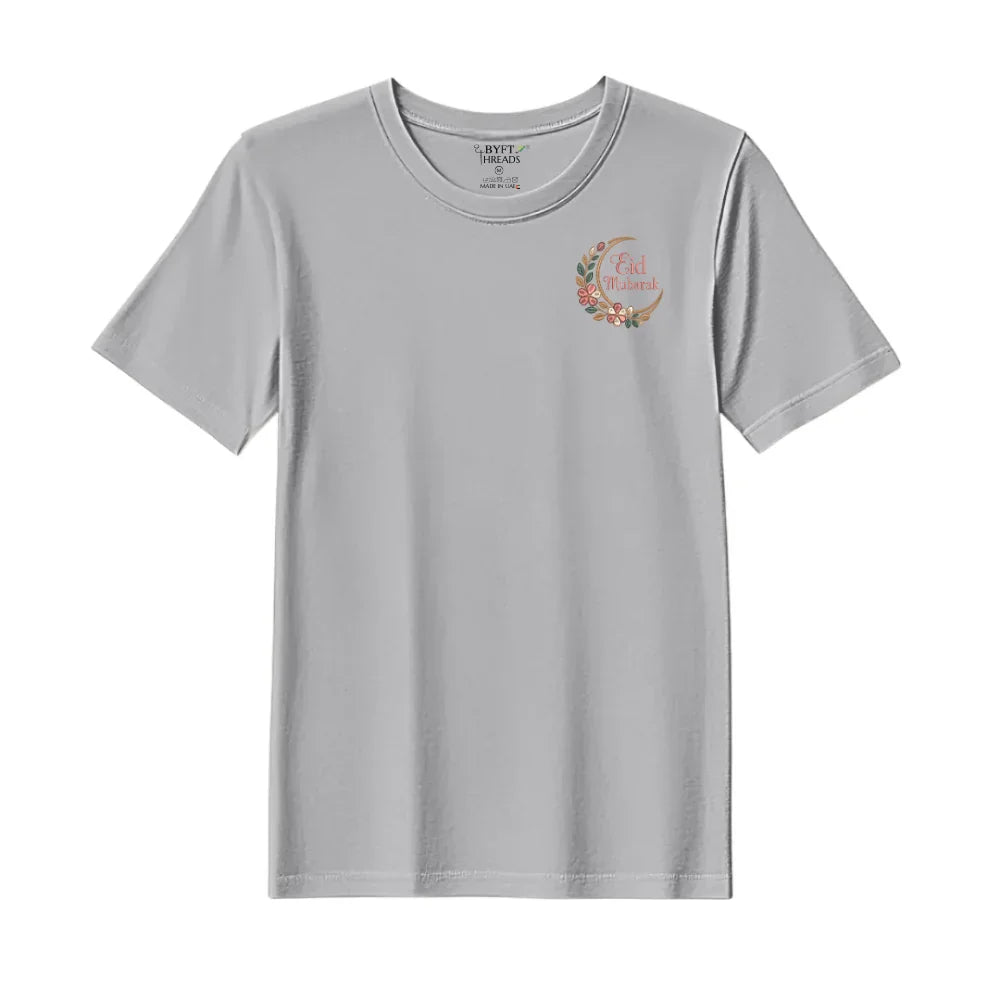 BYFT Threads Embroidered For You T-Shirt - Floral Eid Mubarak Designed