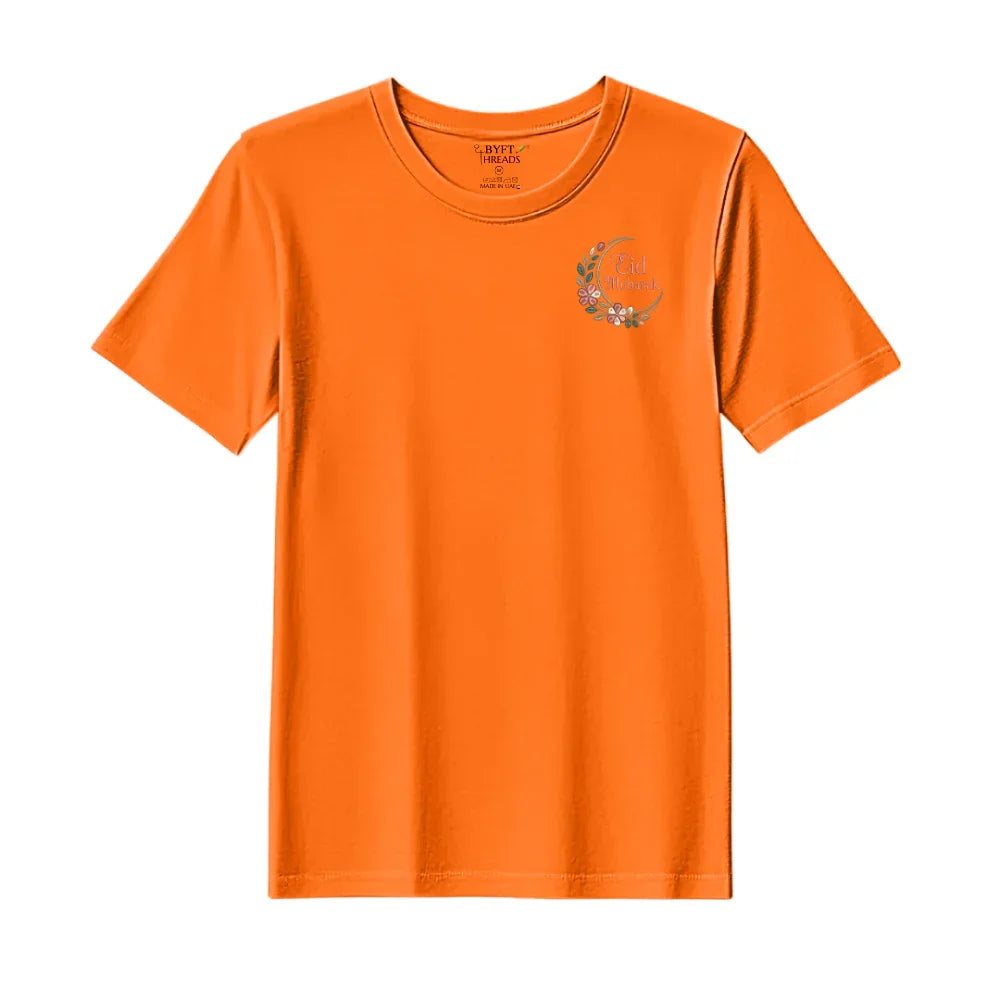 BYFT Threads Embroidered For You T-Shirt - Floral Eid Mubarak Designed