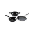 G-Happy Home 3-Piece Cookware Set | Roti Tawa 25cm, Fry Pan 24cm, Deep Kadhai 24cm - Hard Anodised Cookware