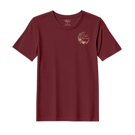 BYFT Threads Embroidered For You T-Shirt - Floral Eid Mubarak Designed