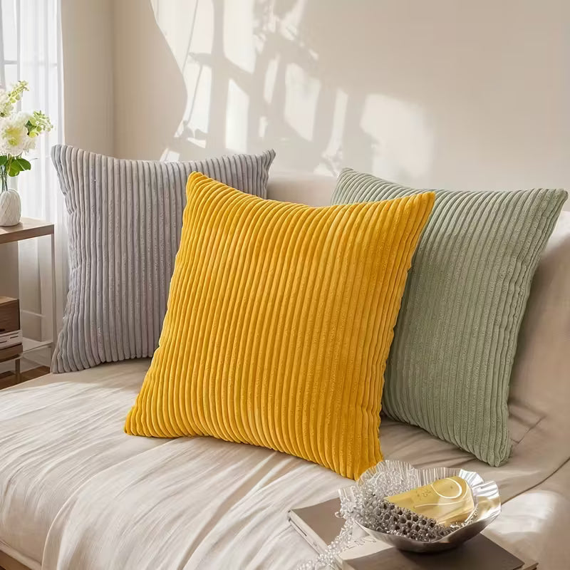 BYFT Soft Corduroy 18 x 18inch Square Throw Pillow Covers, Cozy Modern Home Decorative Pillowcases for Sofa Couch Bed Room Farmhouse Decor, Without Pillow Inserts 2pcs