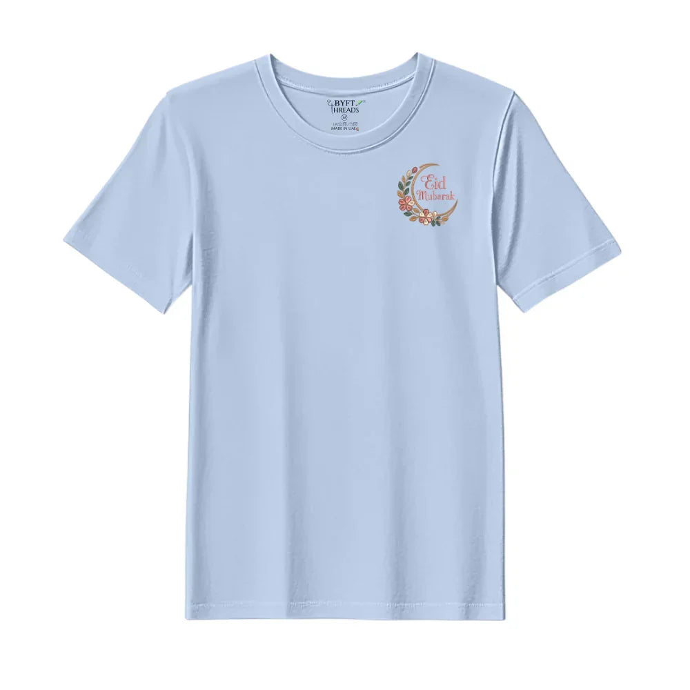 BYFT Threads Embroidered For You T-Shirt - Floral Eid Mubarak Designed