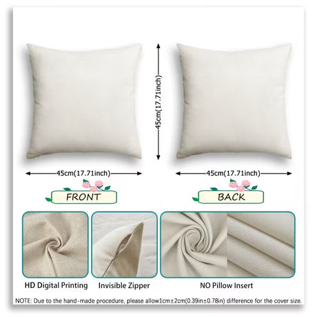 BYFT Imitation Linen Pillow Covers(without Insert) Ramadan and Eid Decorative Patterns, Single-Sided Print, 45 x 45 Cm Set of 02 Pcs