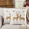 BYFT Christmas Soft Velvet Throw Pillow Covers, Set of 2pcs Deer Snowflake Embroidery Decorative Throw Pillow Case Luxurious Sofa Cushion Cover for Home Christmas Decoration 18"x18"(45x45cm)
