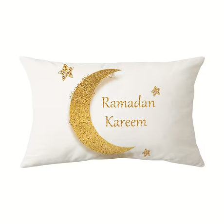 BYFT Ramadan Throw Pillow Cover, Moon Decorative Cushion Cover, Home Decor for Couch Sofa Living Room Bedroom, Without Pillow Insert Set of 01 Pcs