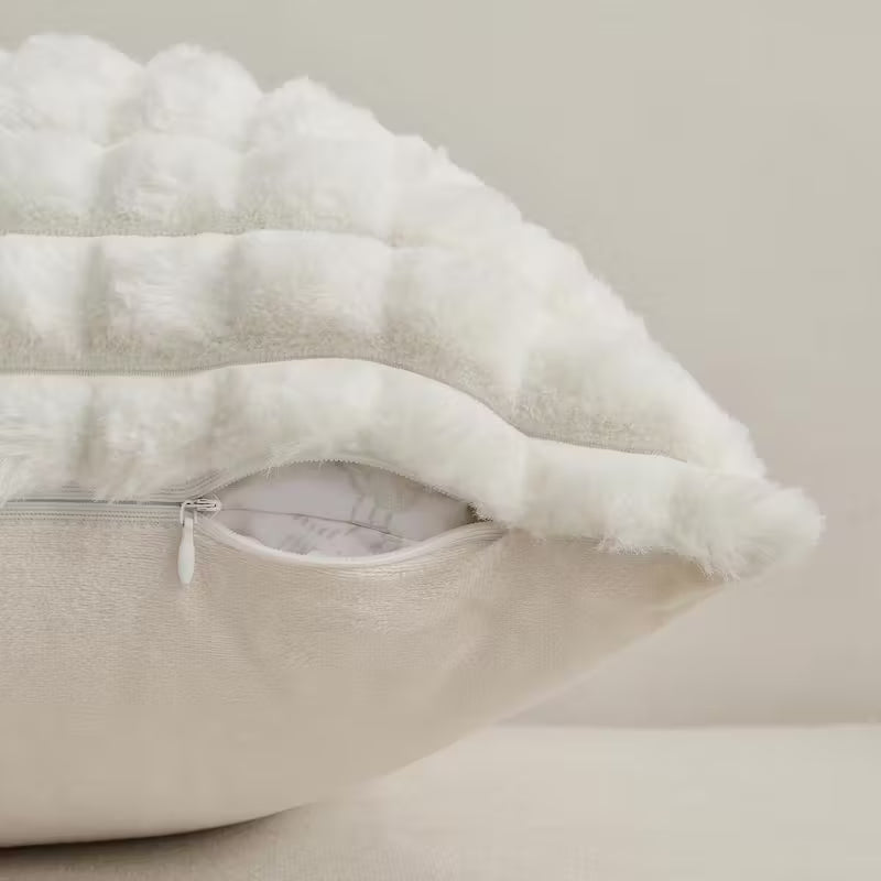 BYFT Pillowcases with Artificial Plush Plaid Texture set of 2pcs