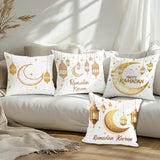 BYFT Golden Ramadan Lantern and Moon Pattern Pillow Covers 45 x 45 Cm, Polyester, Set of 04 Pcs