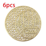 BYFT Star and Moon PVC Golden Foil Hollow Coasters Set of 06 Pcs