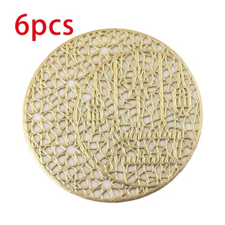 BYFT Star and Moon PVC Golden Foil Hollow Coasters Set of 06 Pcs