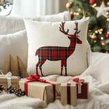 BYFT 4pcs Christmas Pillow Covers - Reversible -Style Cushion Covers with Zipper Closure, 44.96x44.96 cm, Red & Green Holiday Decorations, Machine Washable Polyester