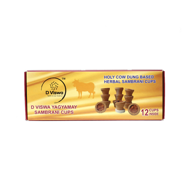 D Viswa Pooja Essentials Panchgavya Havan Sambrani Cup with Lobal & Guggal Filling, Set of 1