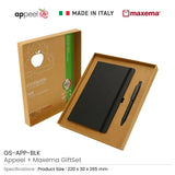 BYFT Appeel A5 Notebook and Maxema Dot Recycled Pen Gift Sets - Black Set of 01