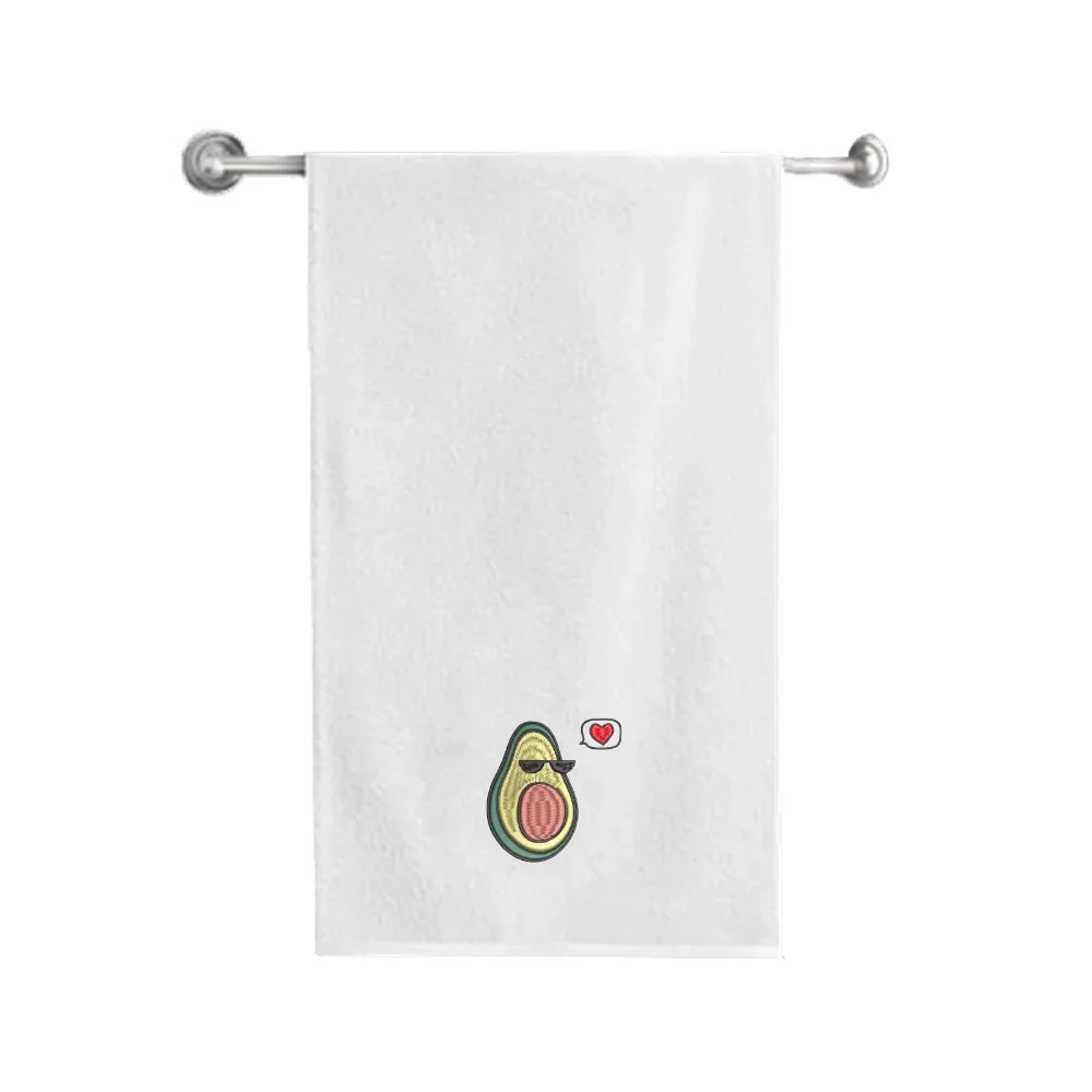 BYFT Embroidered For You Personalised Cotton Towel - Avacado with Pit Design High Quality Embroidery Perfect For Gifting
