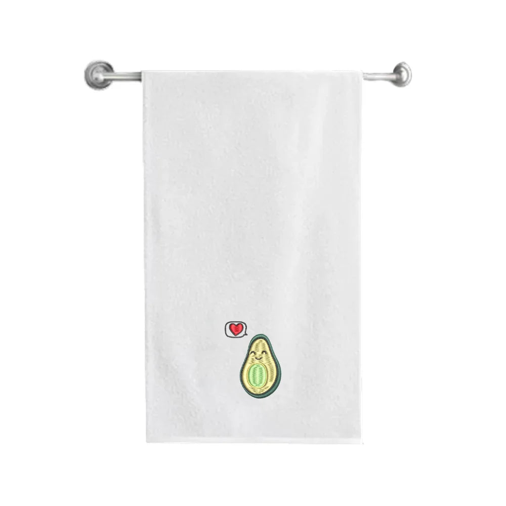 BYFT Embroidered For You Personalised Cotton Towel - Avacado without Pit Design High Quality Embroidery Perfect For Gifting