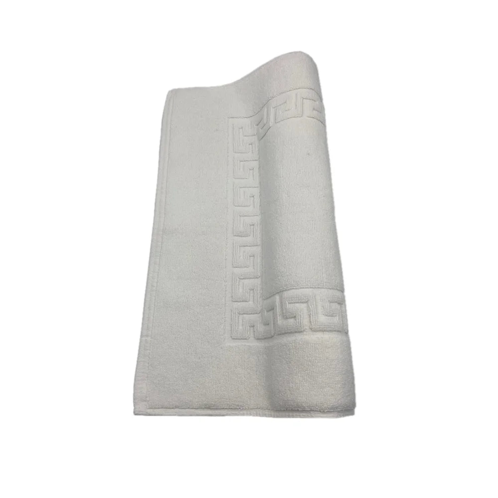 BYFT Magnolia Cotton Bath Mat Jacquard Greek Design Luxury - Soft, Absorbent, Quick-Dry Bath Linen