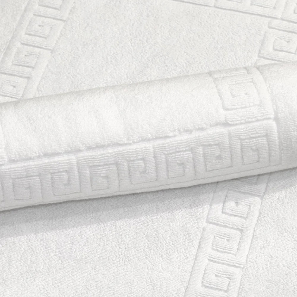 BYFT Magnolia Cotton Bath Mat Jacquard Greek Design Luxury - Soft, Absorbent, Quick-Dry Bath Linen