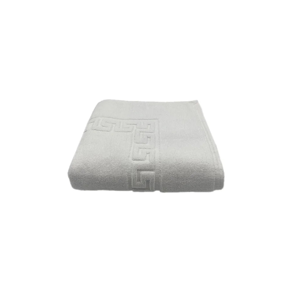 BYFT Magnolia Cotton Bath Mat Jacquard Greek Design Luxury - Soft, Absorbent, Quick-Dry Bath Linen