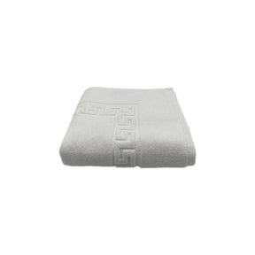 BYFT Magnolia | Cotton Bath Mat |White Greek Jacquard Dobby | Luxury - Soft, Absorbent, Quick-Dry Bath Linen