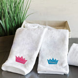 BYFT Embroidered For You Personalised Couple Towel - Prince & Princess Design High Quality Embroidery Perfect For Gifting