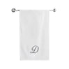 BYFT Embroidered For You Towel Monogrammed Silver Thread Pure Cotton Personalised Initial / Letter / Alphabet Perfect For Gifting